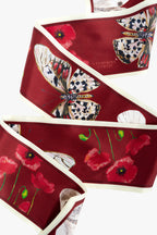 Crimson Silk Ribbon Scarf