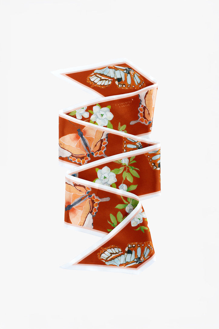 Burnt Orange Silk Ribbon Scarf