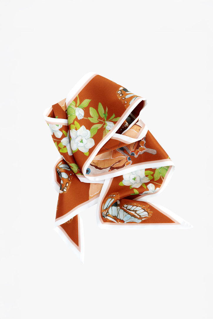 Burnt Orange Silk Ribbon Scarf