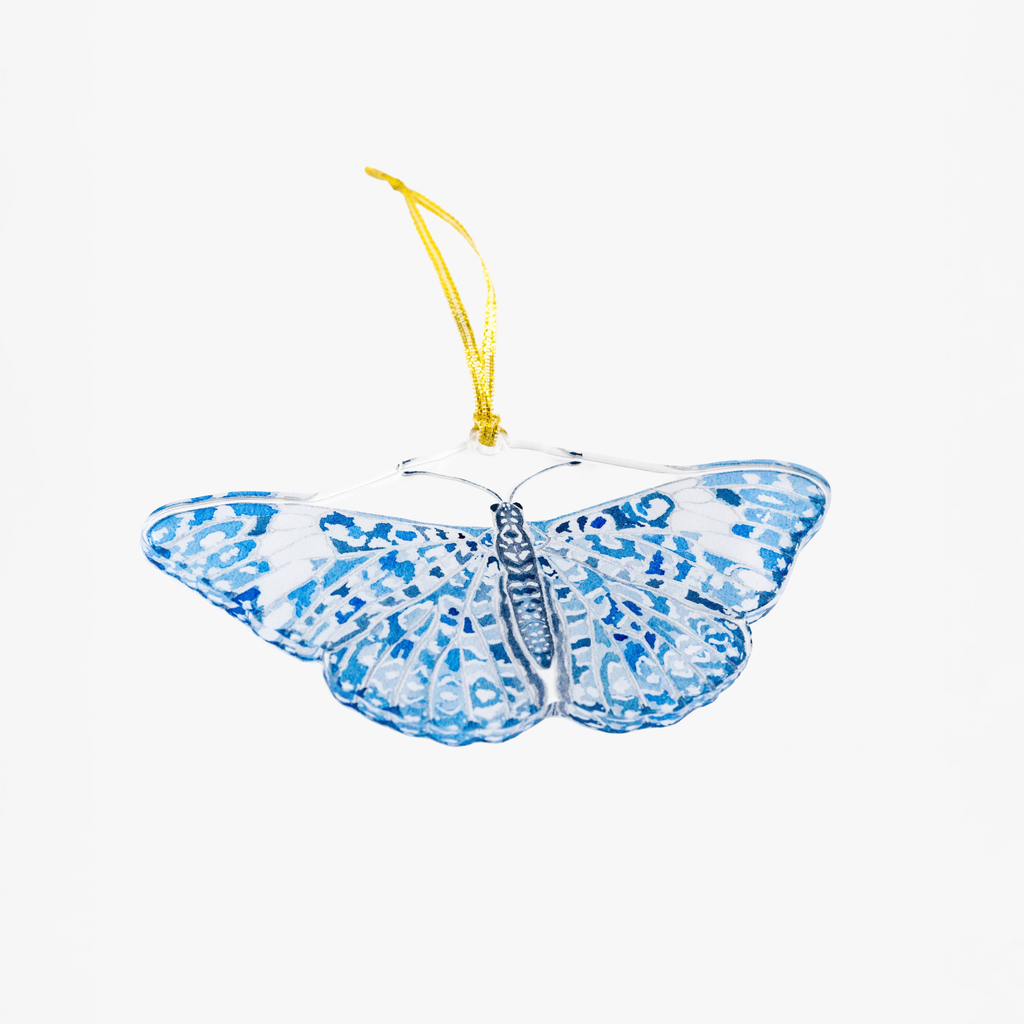 Blue Chinoiserie Butterfly Acrylic Ornament