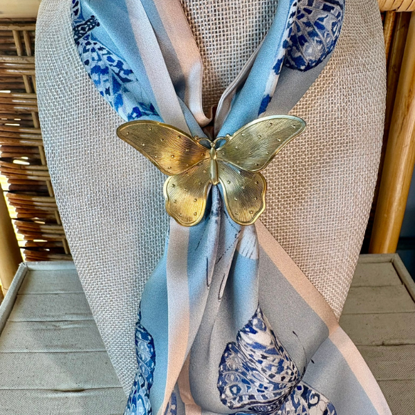 Medium Butterfly - Brass Scarf Slide