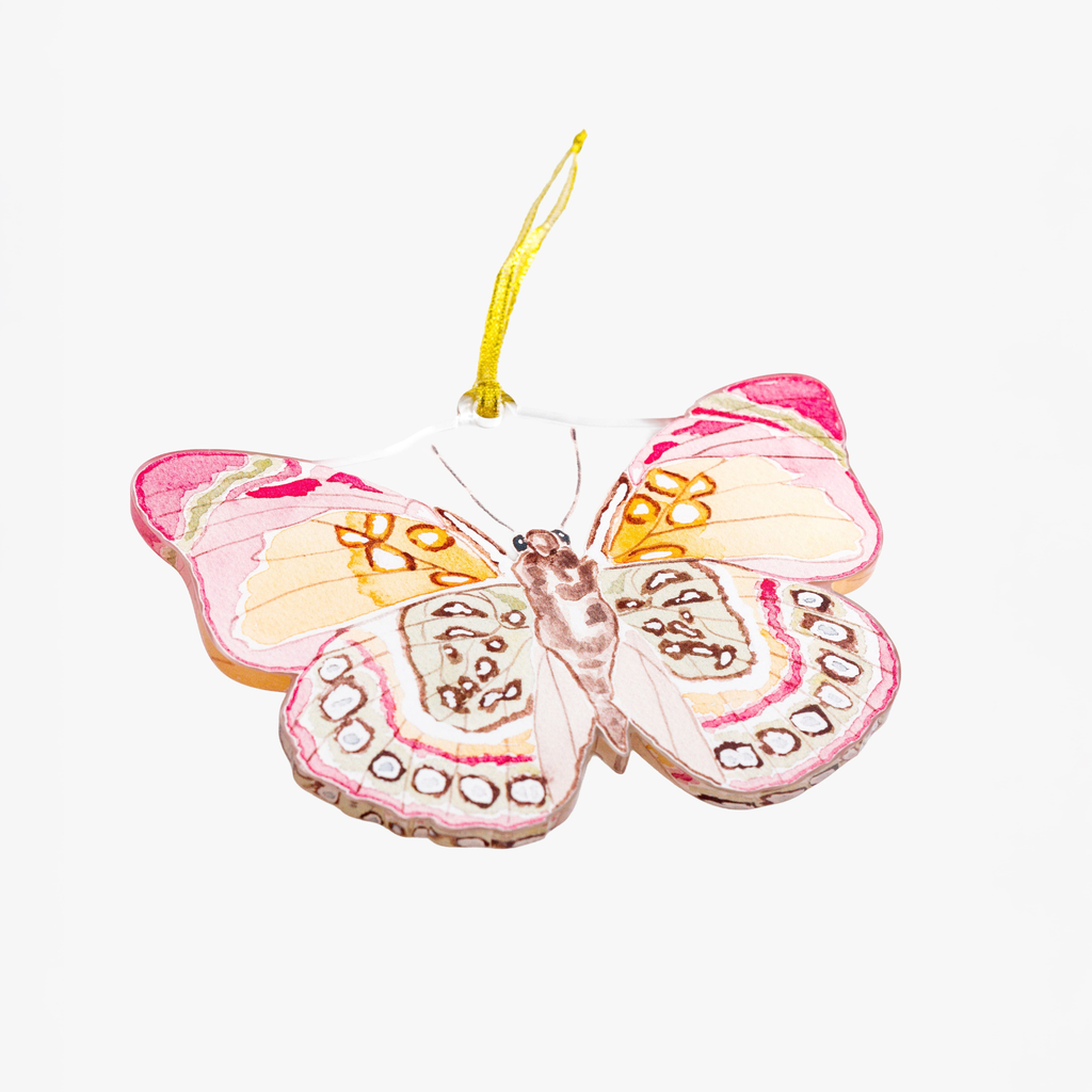 Pink and Green Butterfly Acrylic Ornament