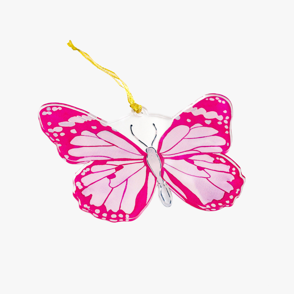 Pink Butterfly Acrylic Ornament