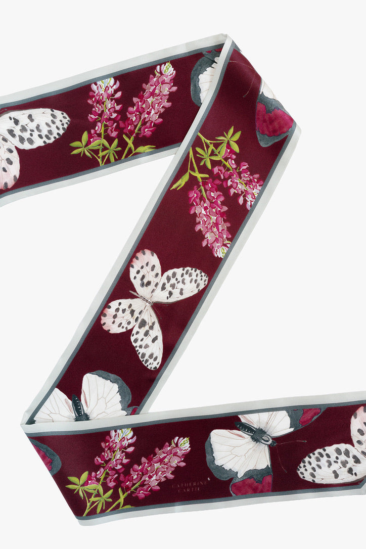 Maroon Silk Ribbon Scarf