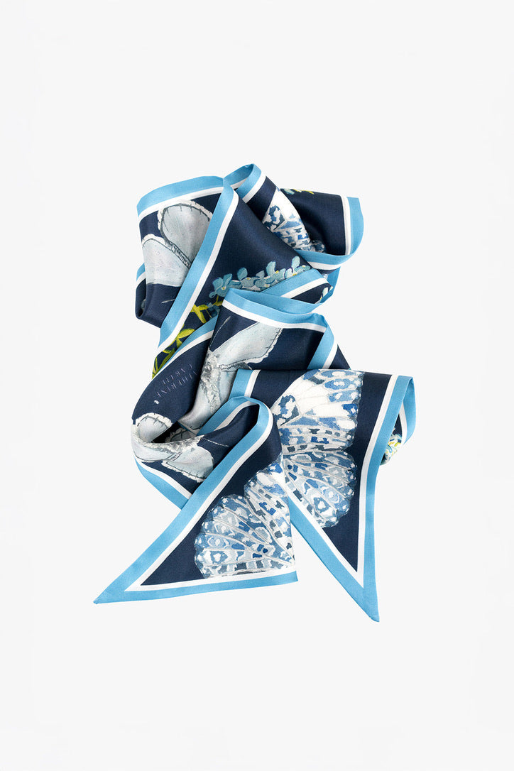 Blue Silk Ribbon Scarf