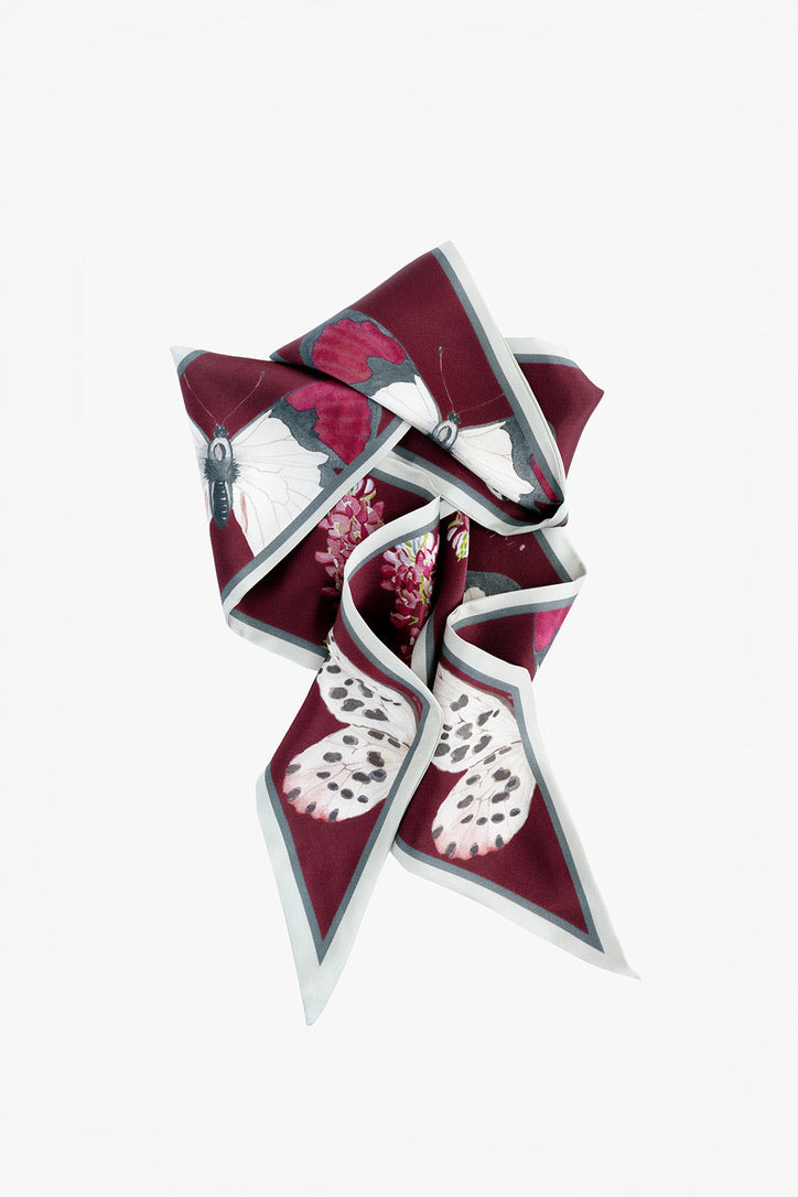 Maroon Silk Ribbon Scarf