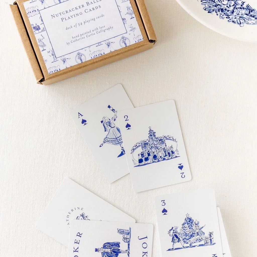 Nutcracker Toile Playing Cards with Acrylic Box