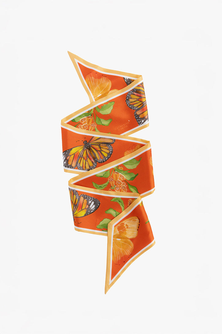 Orange Silk Ribbon Scarf