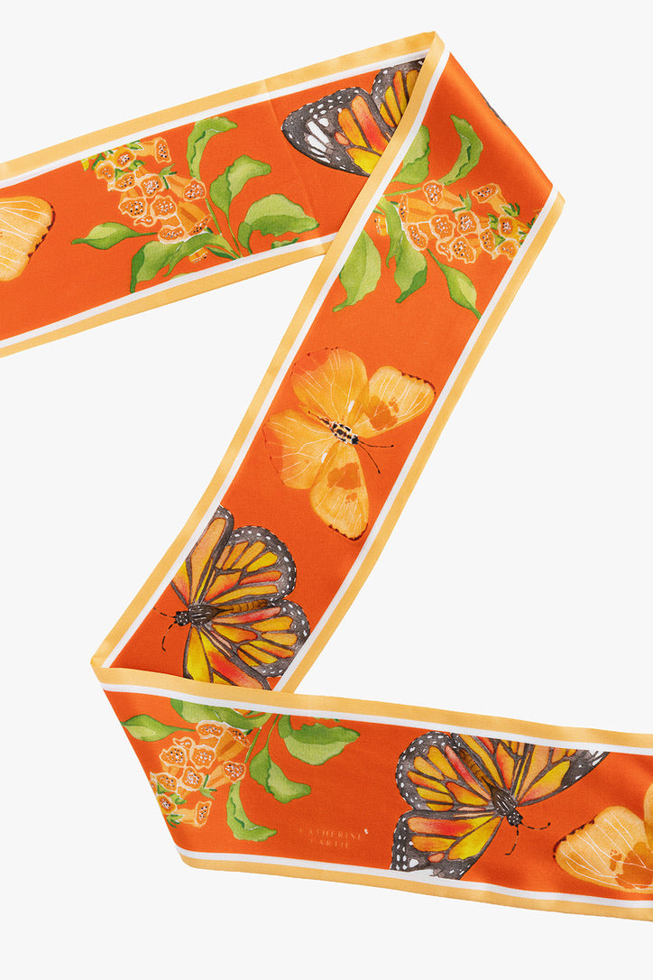 Orange Silk Ribbon Scarf
