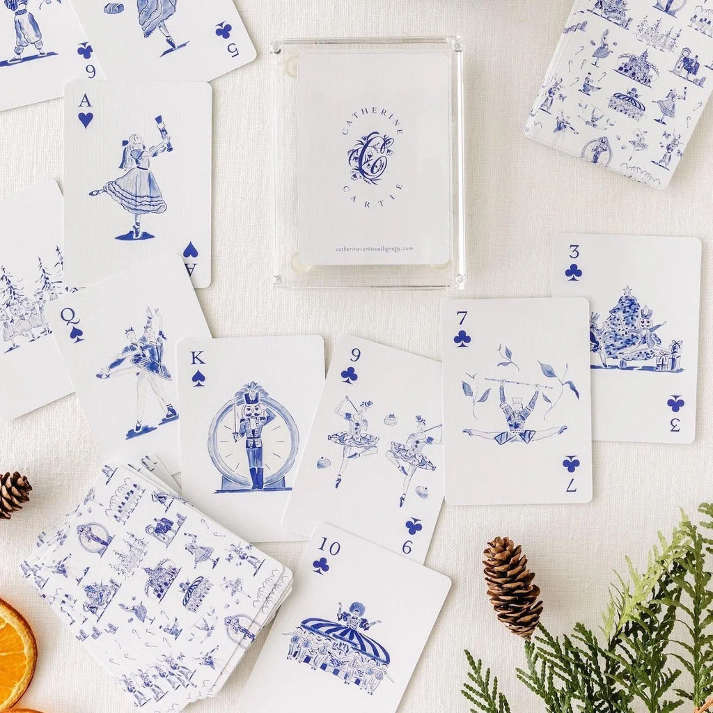 Nutcracker Toile Playing Cards with Acrylic Box