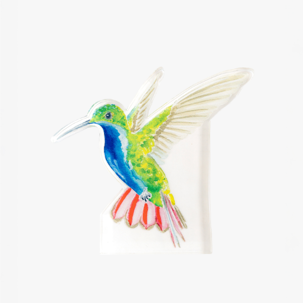 Blue and Green Hummingbird Acrylic Art Block Large