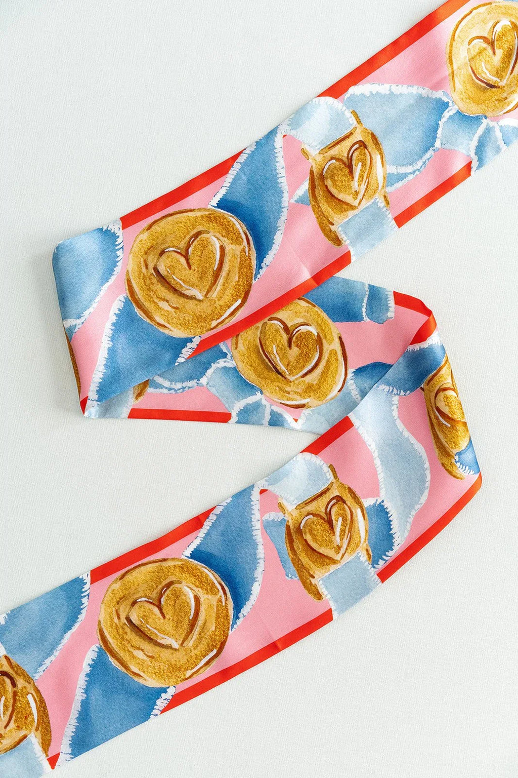 Brass Heart Silk Ribbon Scarf