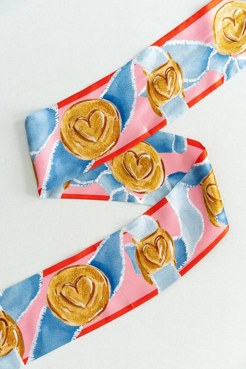 Brass Heart Silk Ribbon Scarf