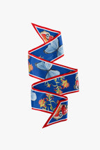 Blue and Red Silk Ribbon Scarf