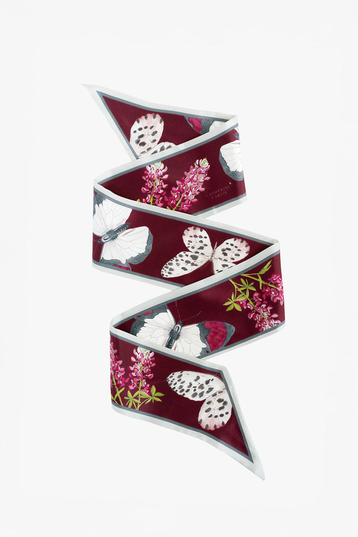 Maroon Silk Ribbon Scarf