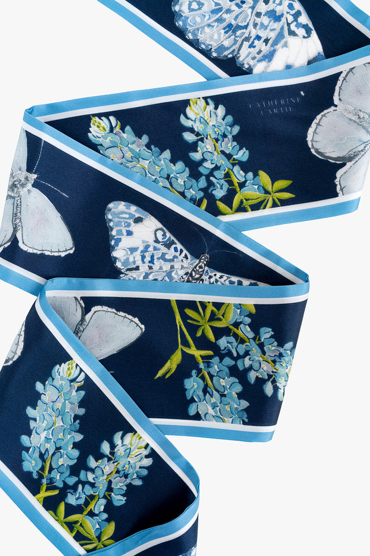 Blue Silk Ribbon Scarf