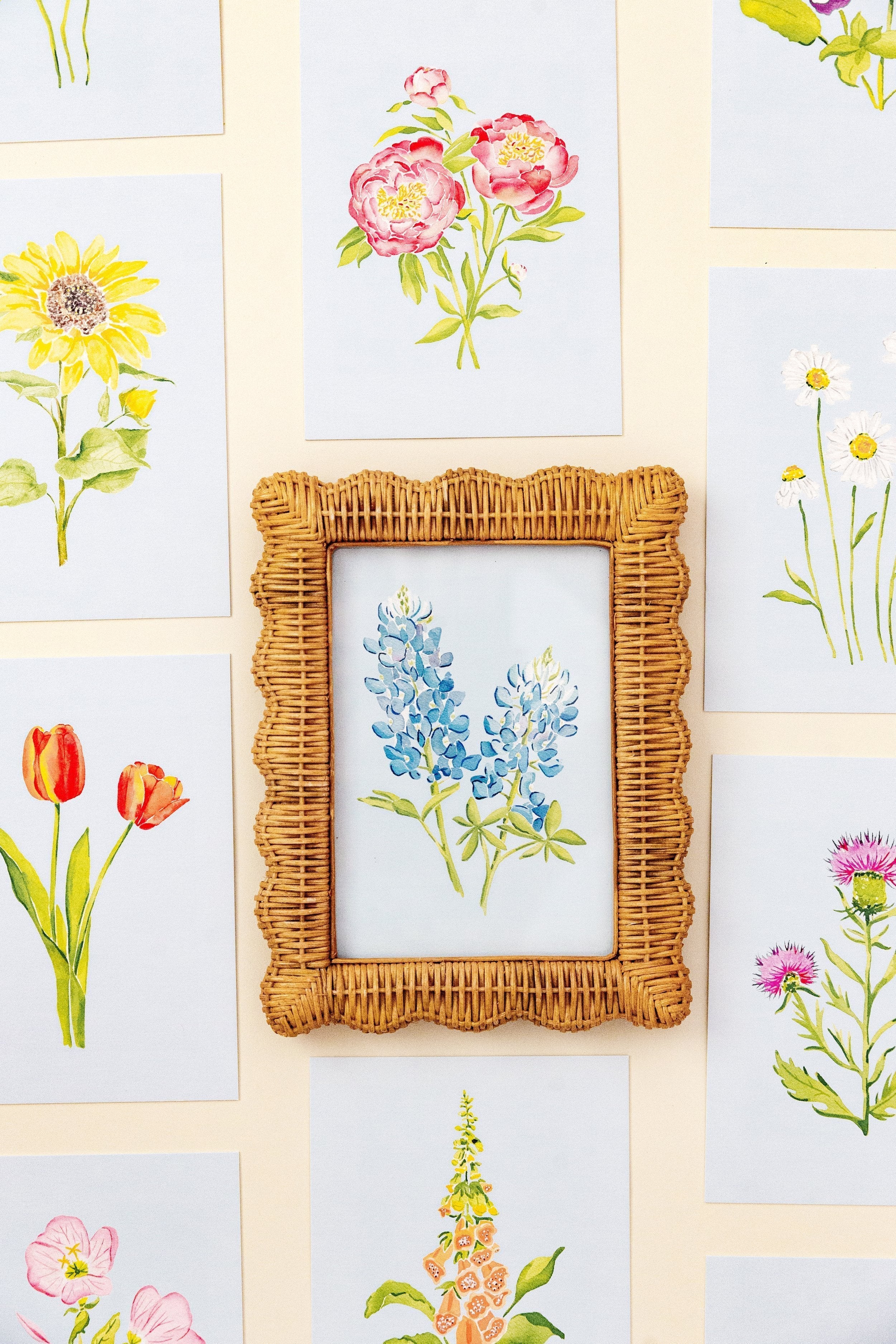Blue Botanical 5x7 Prints - Sunflower
