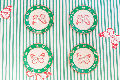 Pink Butterfly Melamine Plate Set of Four