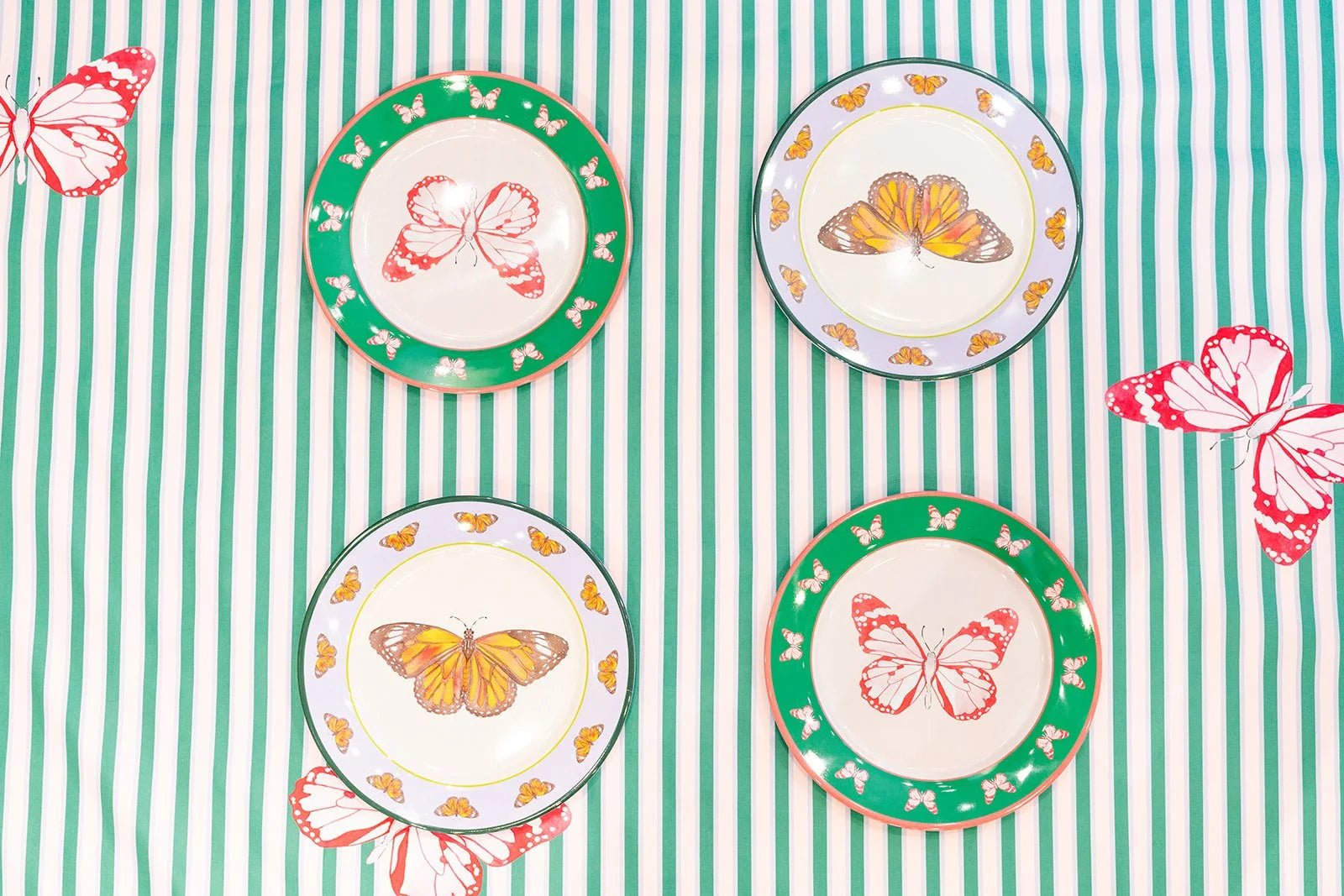 Green and Orange Butterfly Tablecloth Large