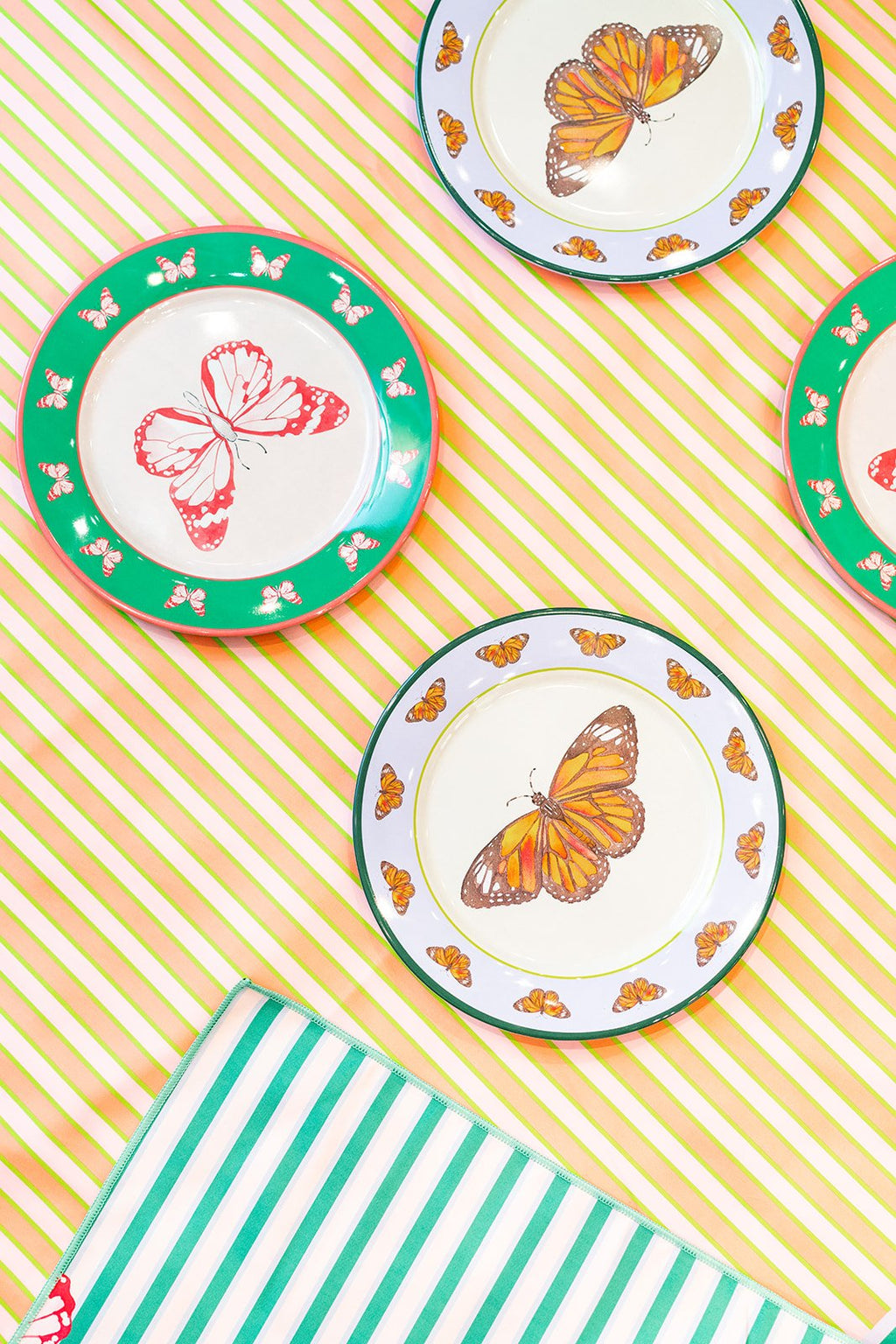 Green and Orange Butterfly Tablecloth Large
