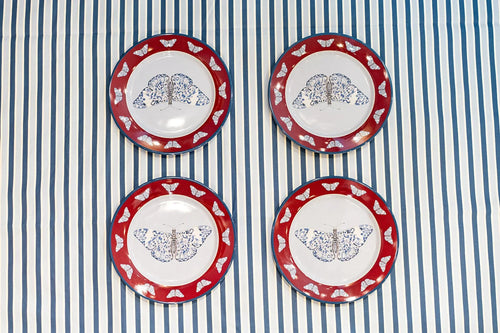 Blue Chinoiserie Butterfly Melamine Plate Set of Four