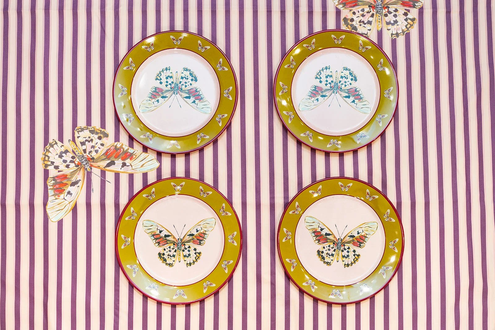 Autumn Butterfly Melamine Plate Set of Four