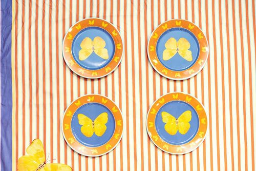 Yellow Butterfly Melamine Plate Set of Four
