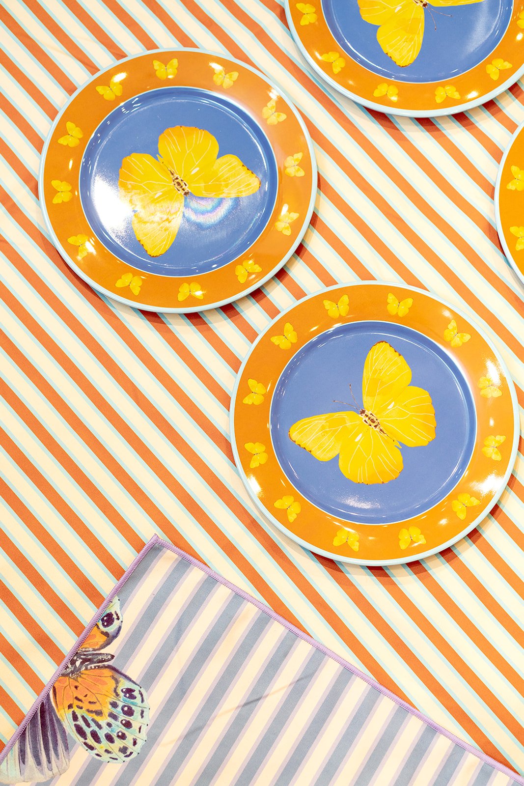 Mixed Butterfly Melamine Plate Set of Six