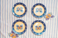 Autumn Blue Butterfly Melamine Plate Set of Four