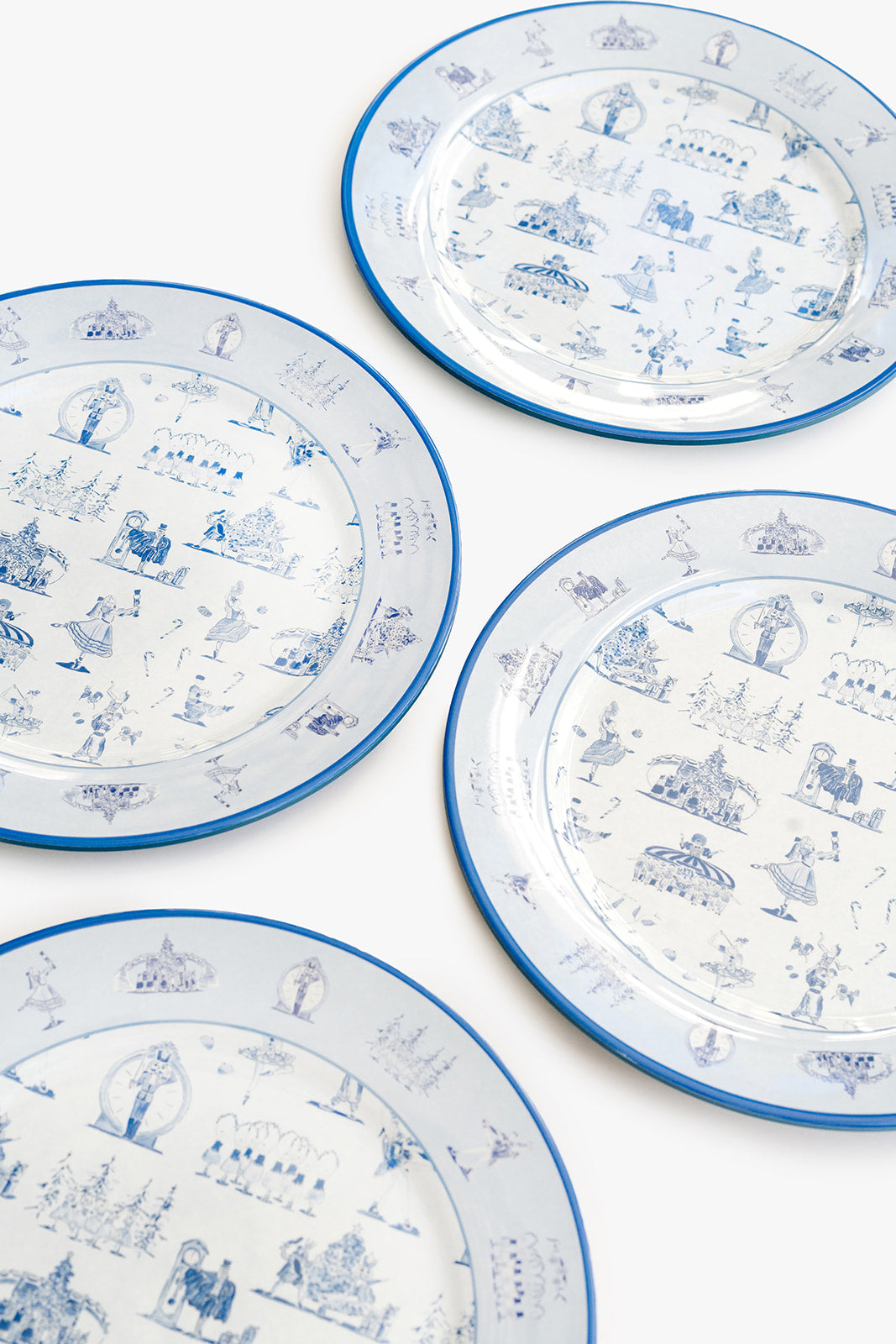 Nutcracker Ballet Toile Melamine Plate Set of Four