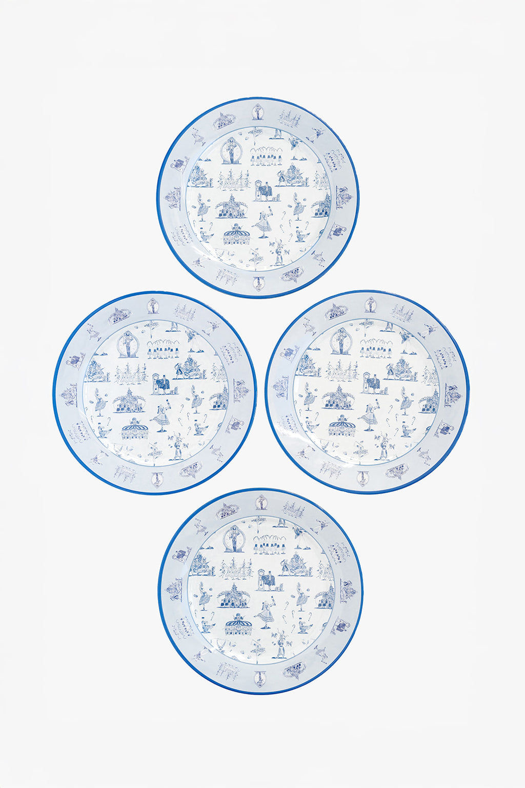 Nutcracker Ballet Toile Melamine Plate Set of Four