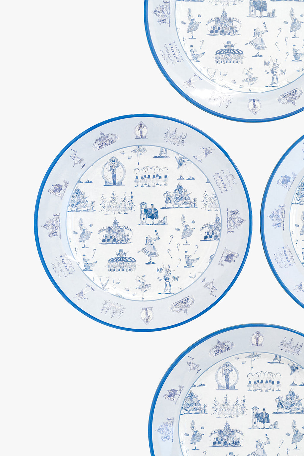 Nutcracker Ballet Toile Melamine Plate Set of Four