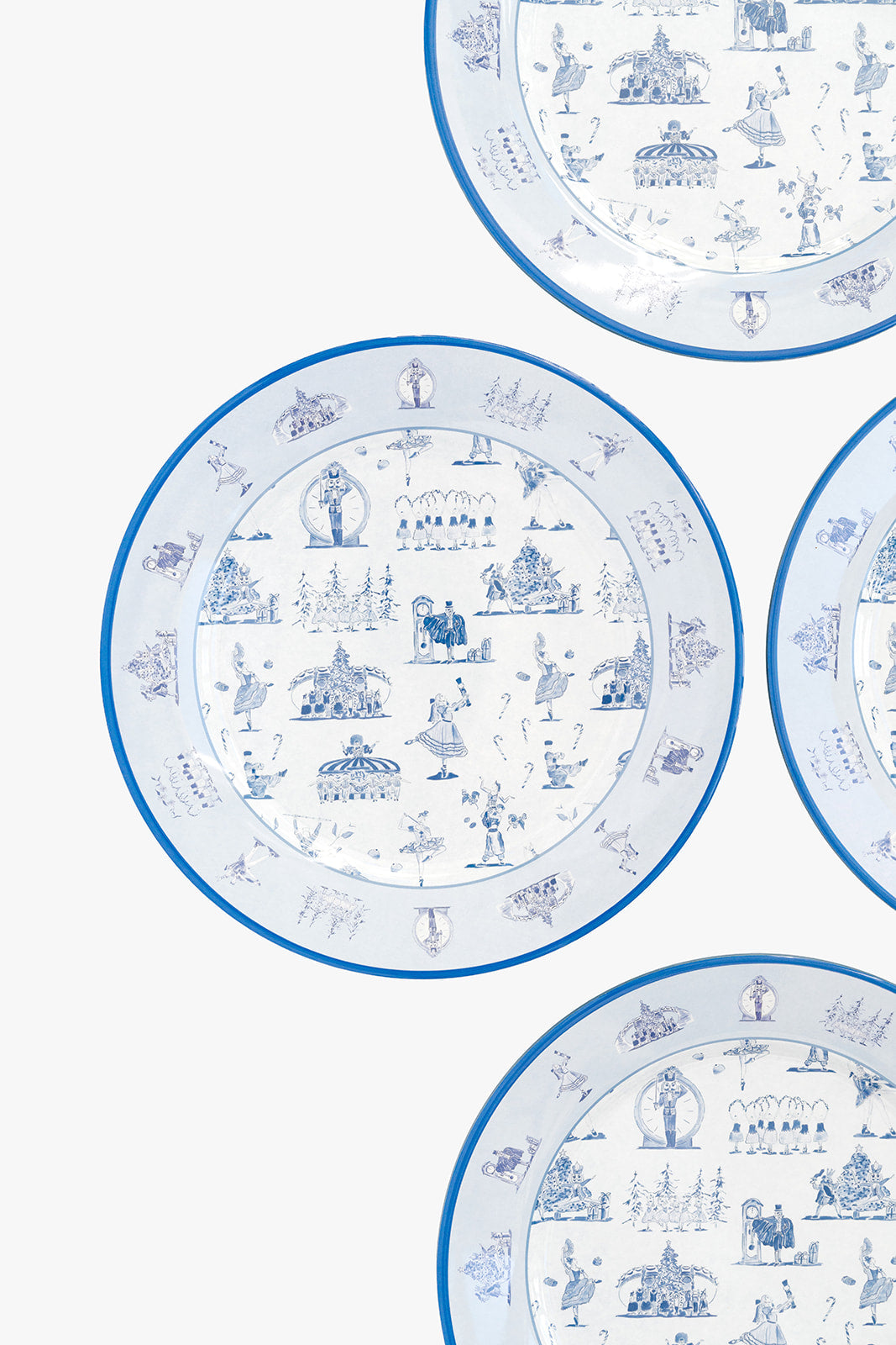 Nutcracker Ballet Toile Melamine Plate Set of Four