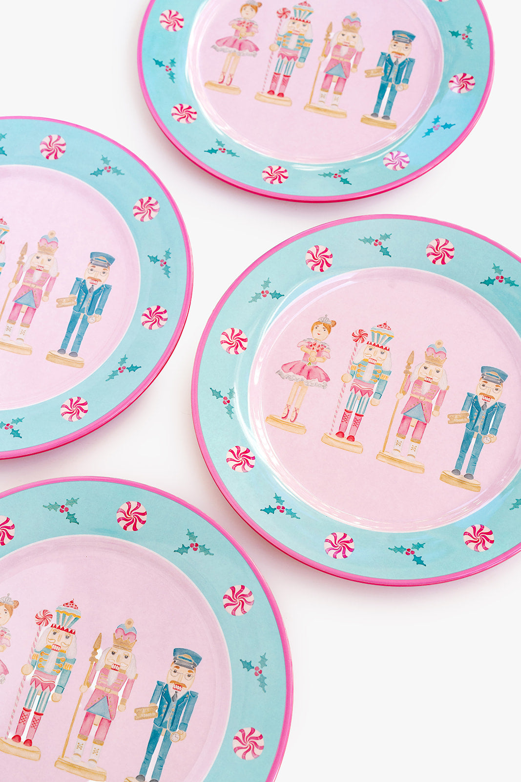Pastel Nutcracker Melamine Plate Set of Four