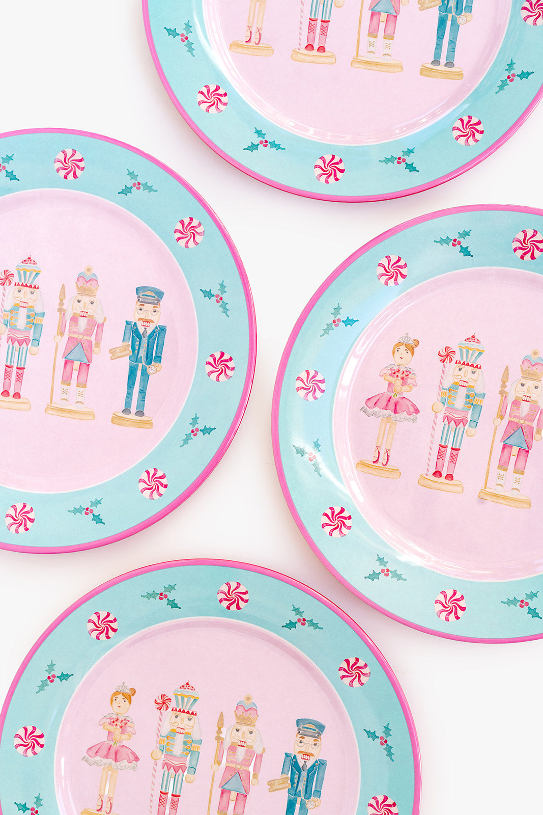 Pastel Nutcracker Melamine Plate Set of Four