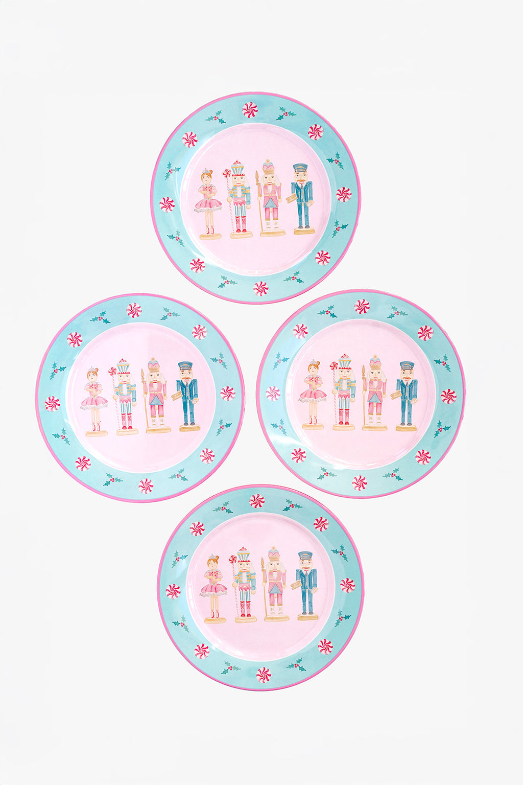 Pastel Nutcracker Melamine Plate Set of Four