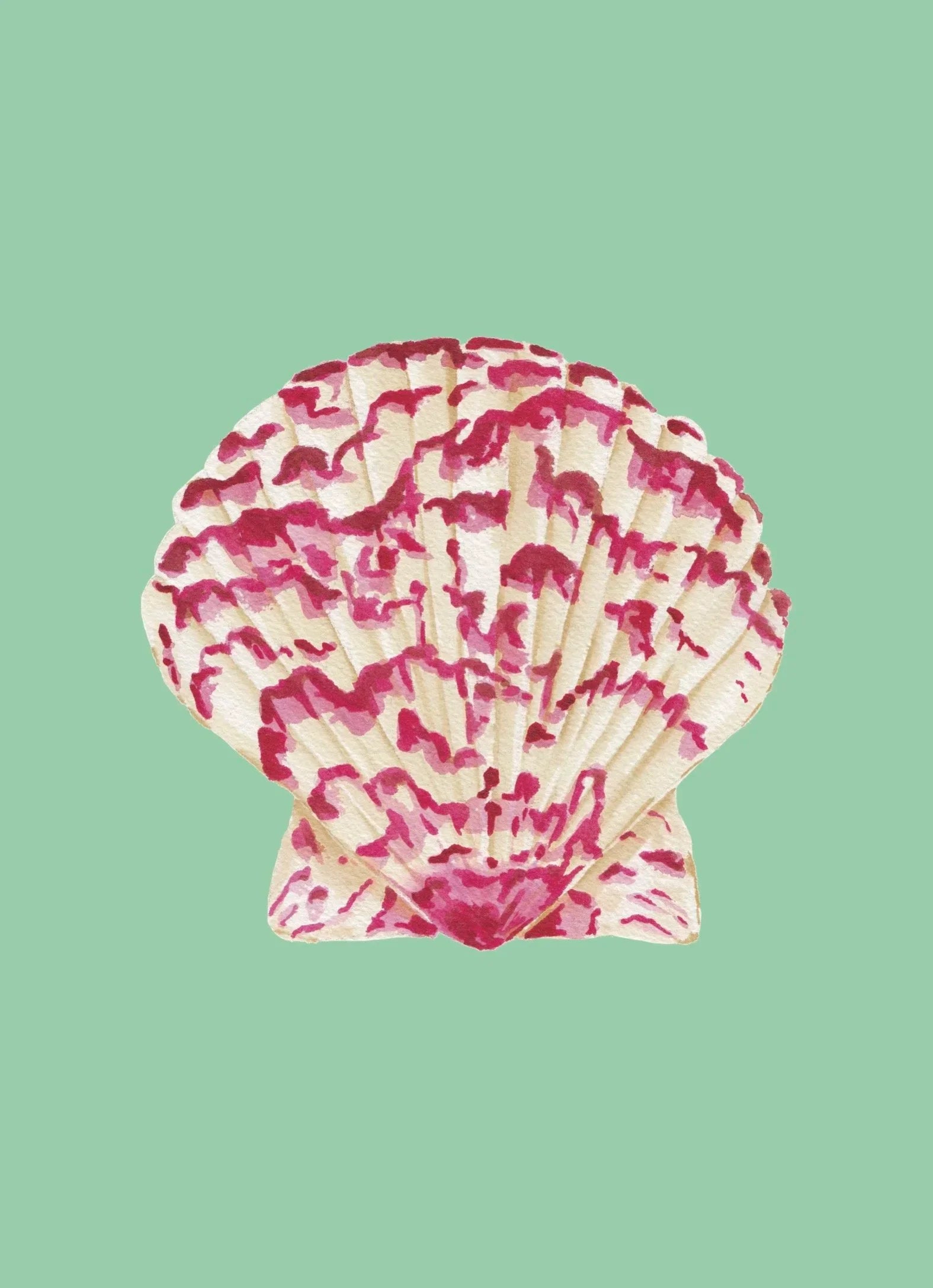 Calico Scallop Art Print Colorful 5x7