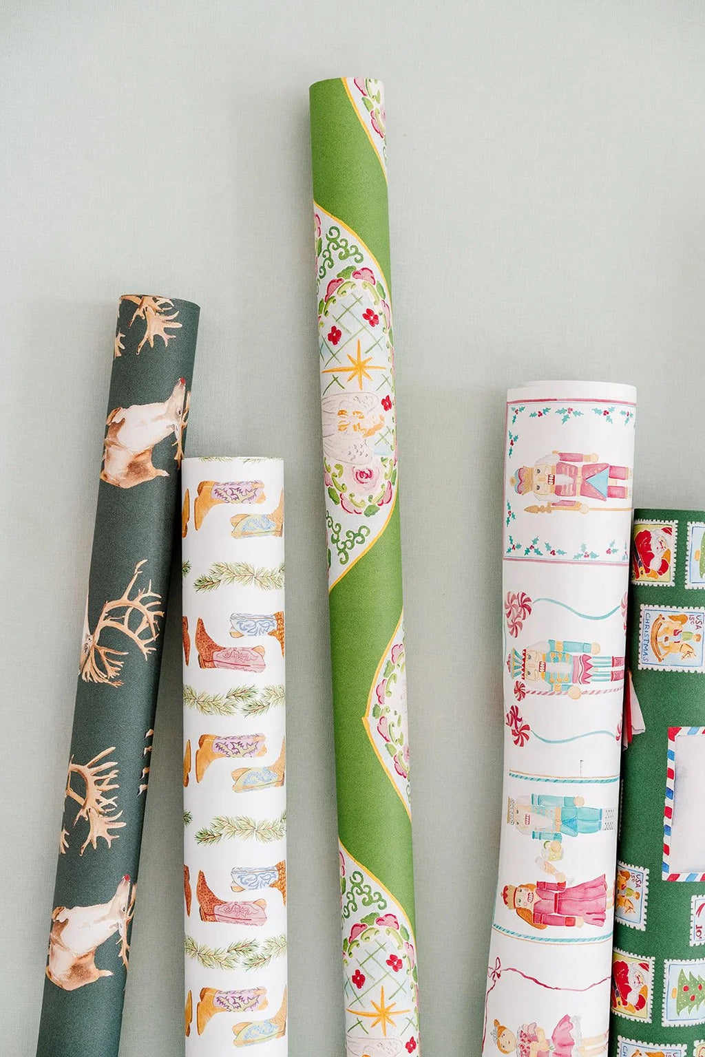 Gift Wrap - Rose Medallion Green