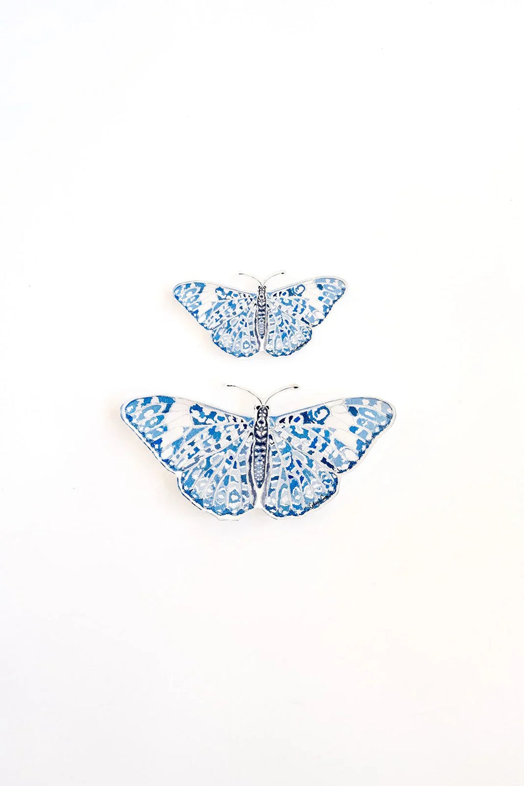 Blue Chinoiserie Butterfly Acrylic Art Block Large