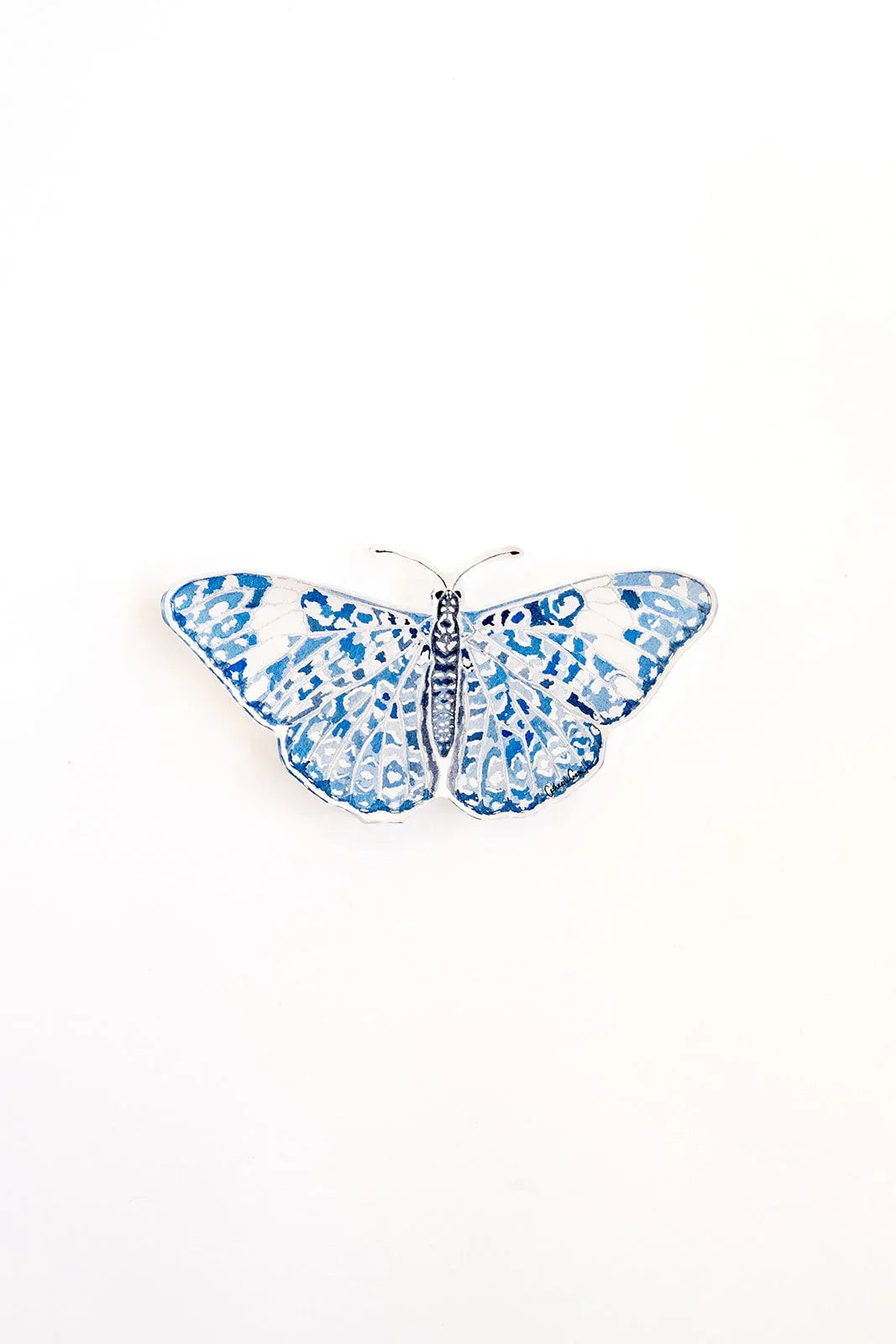 Blue Chinoiserie Butterfly Acrylic Art Block Large