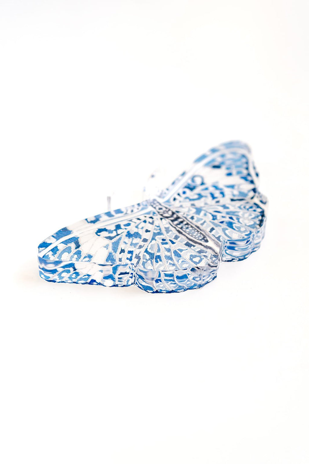 Blue Chinoiserie Butterfly Acrylic Art Block Large