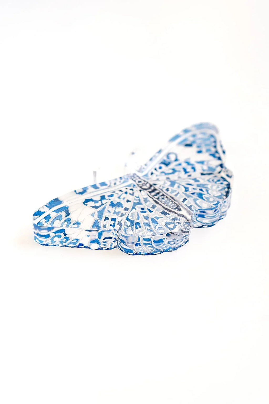 Blue Chinoiserie Butterfly Acrylic Art Block Small