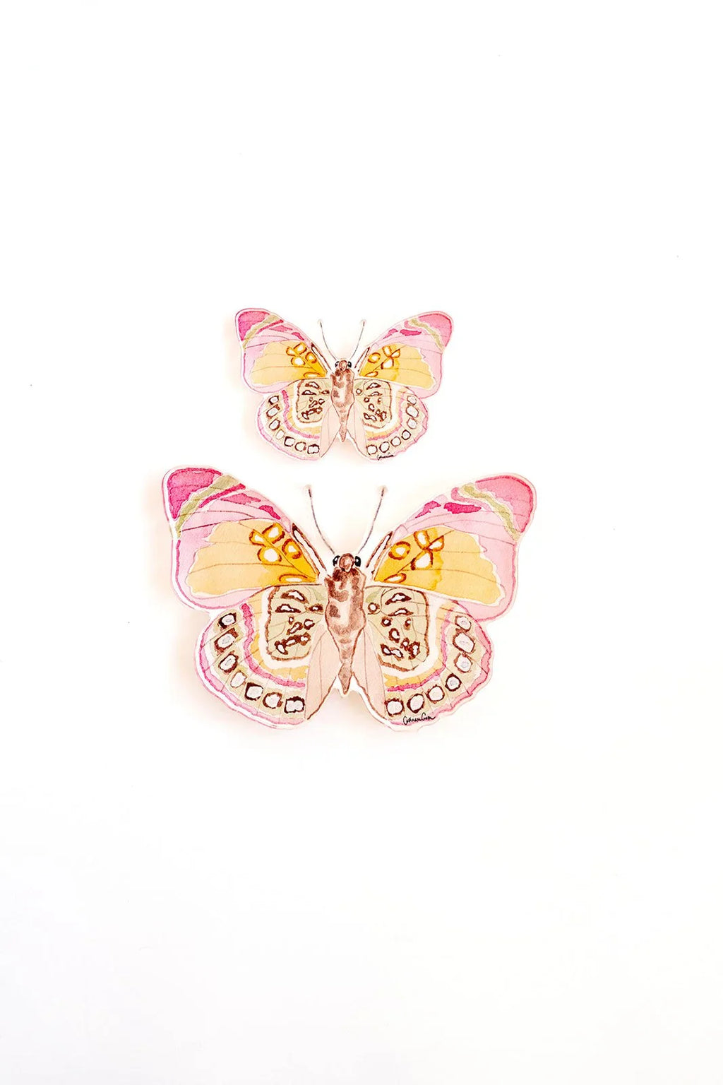 Pink and Green Butterfly Acrylic Art Block Large