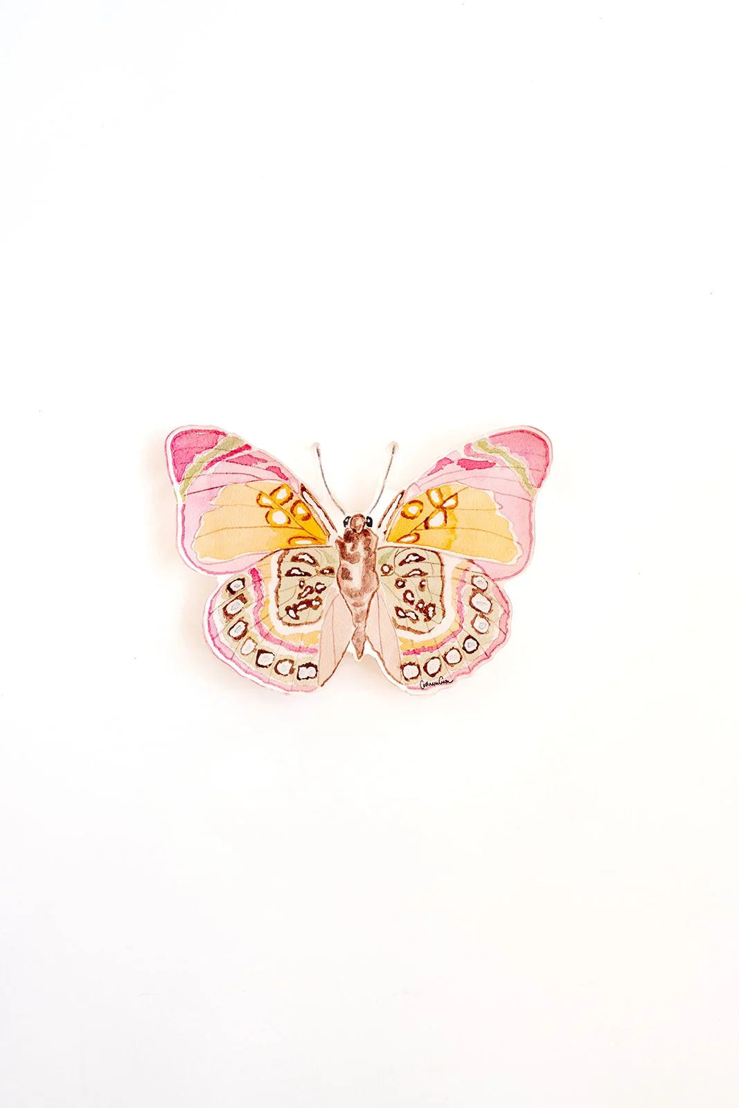 Pink and Green Butterfly Acrylic Art Block Large