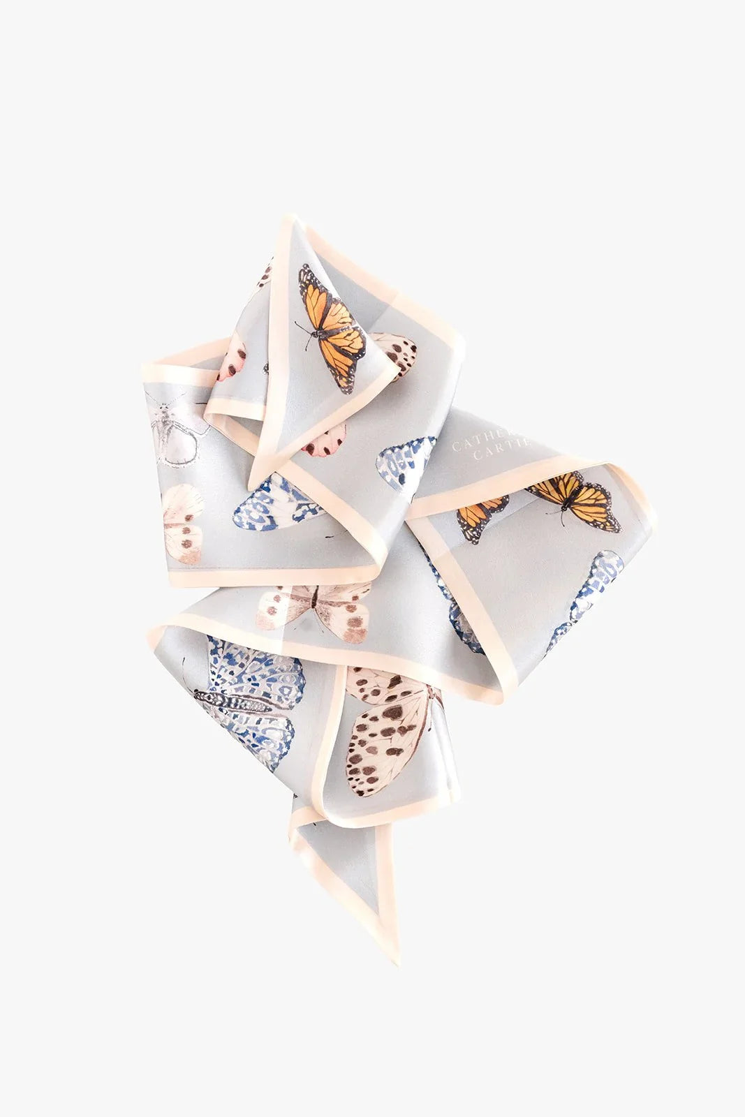 Neutral Butterfly Silk Ribbon Scarf