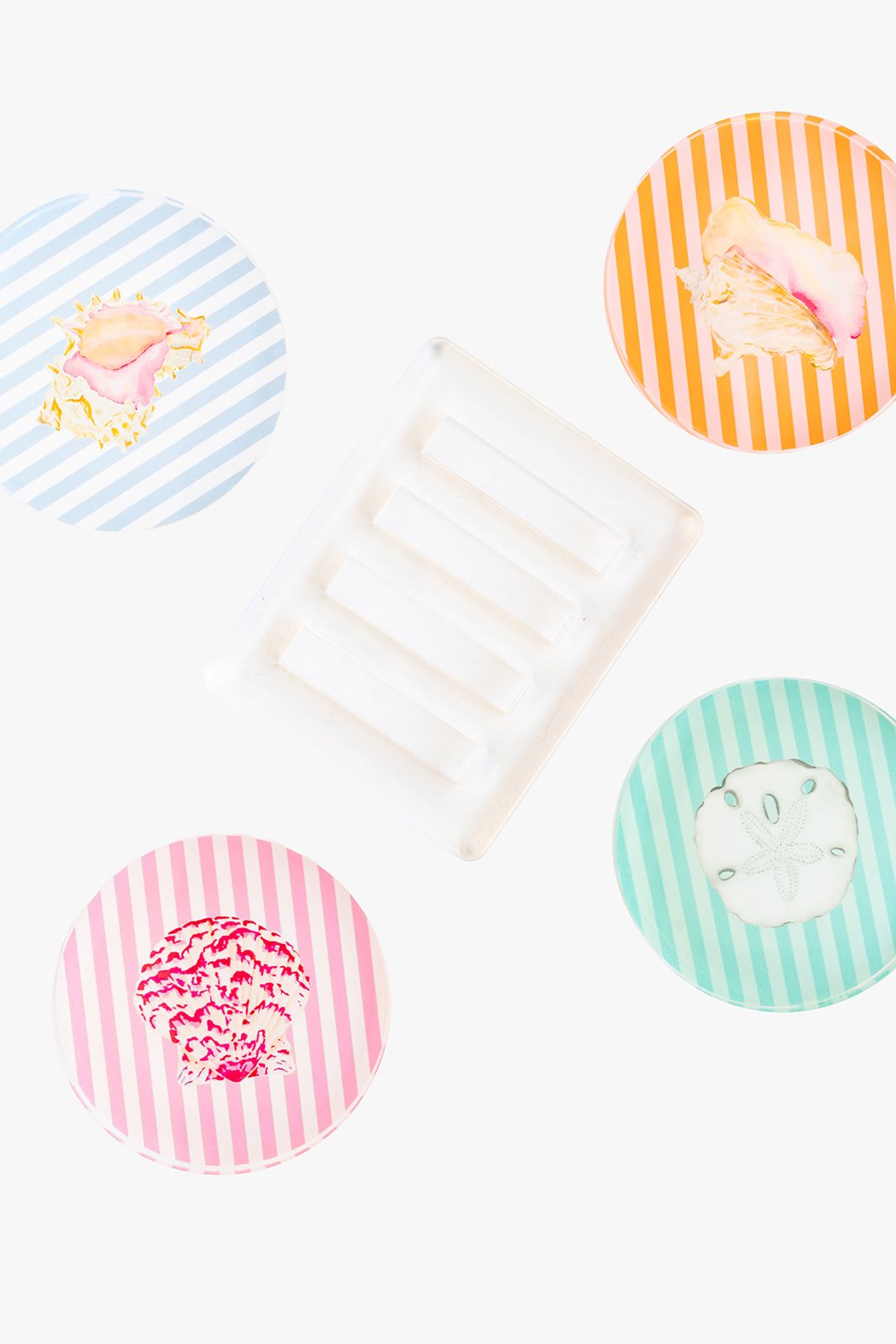 Acrylic Seashell Coaster Set