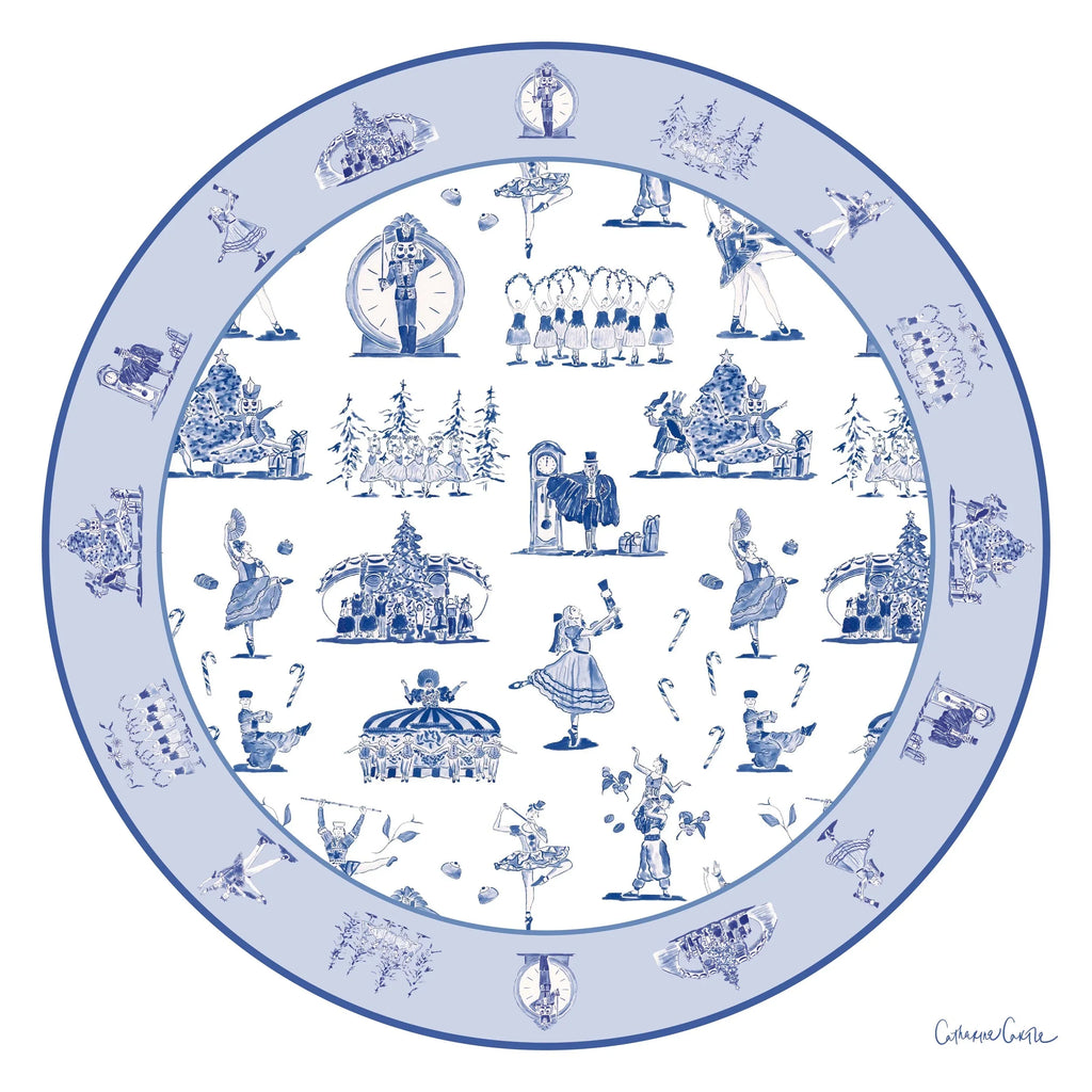 Nutcracker Ballet Toile Melamine Plate Set of Four