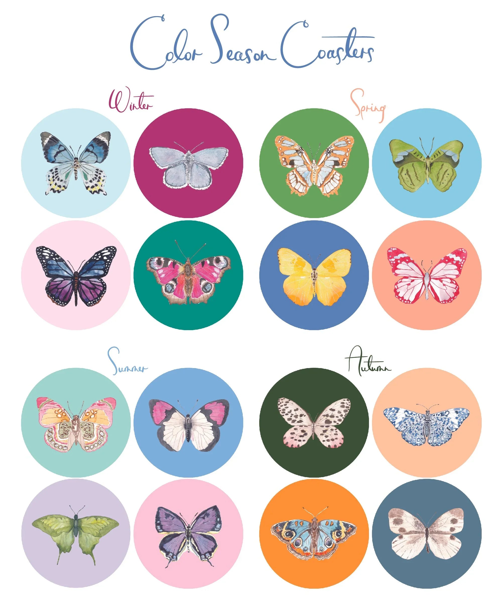 Acrylic Butterfly Coaster Set - Autumn