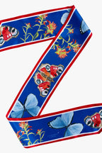 Blue and Red Silk Ribbon Scarf