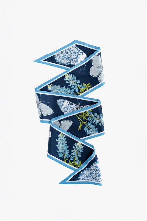Blue Silk Ribbon Scarf